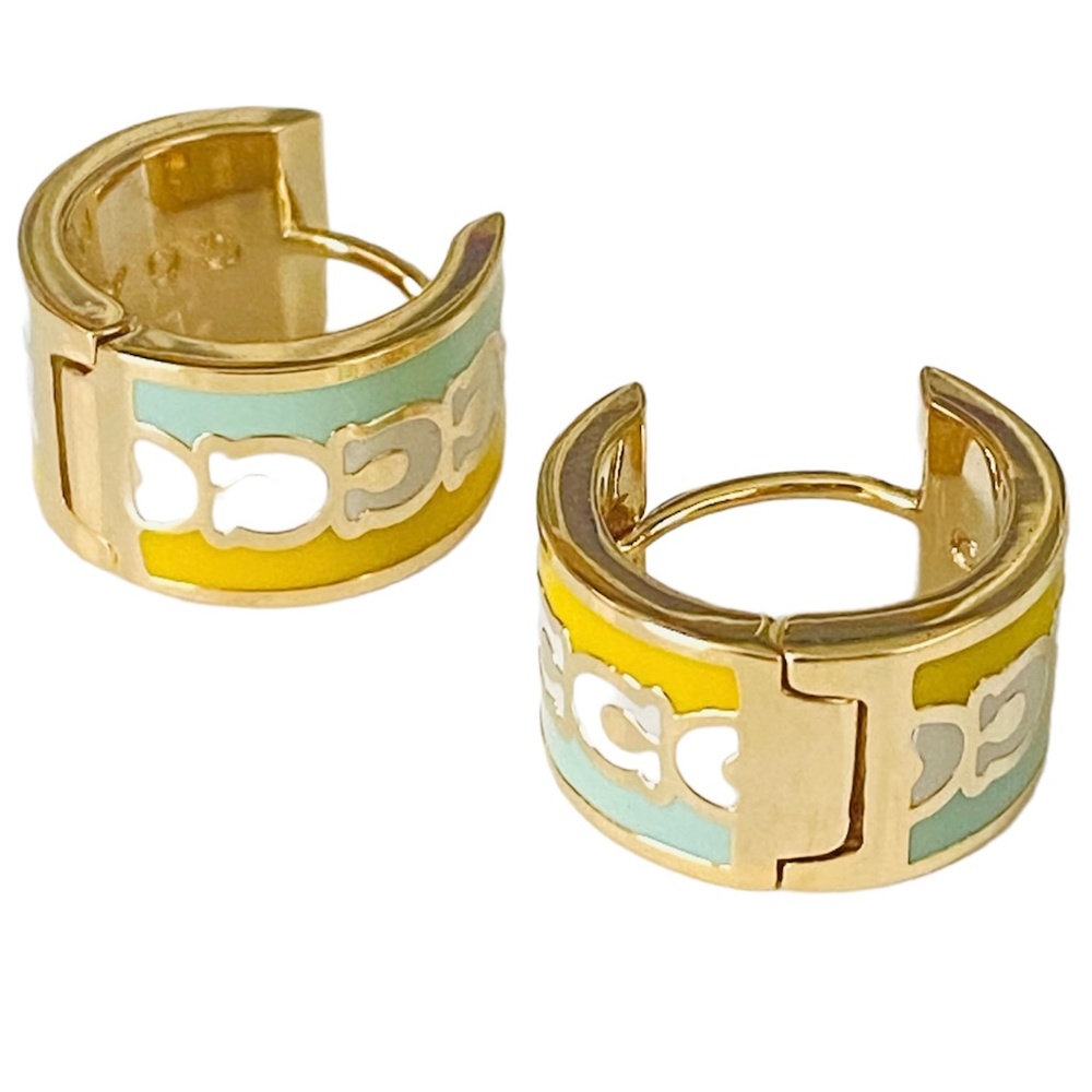 NEW Coach Buttercup Huggies Earrings on Card w/Dust Bag Rtl $115